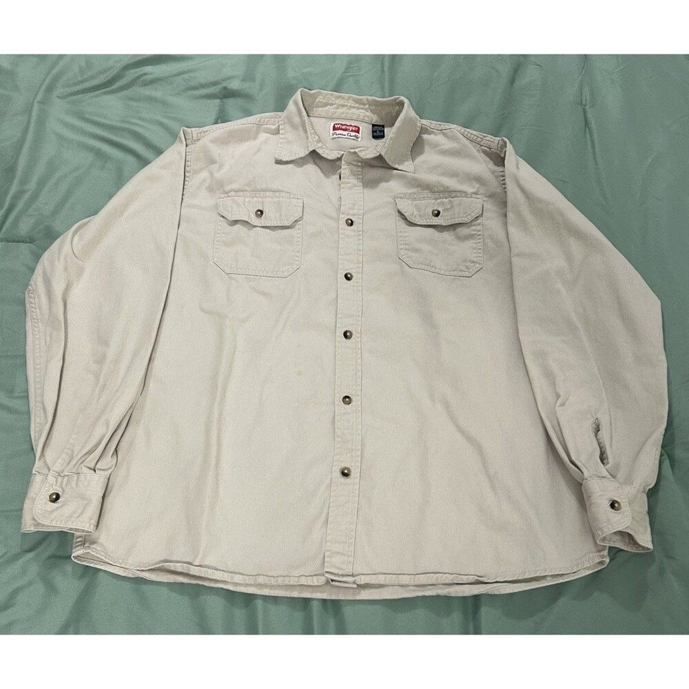 Wrangler Vintage Y2K Long Sleeve Khaki Color Button-Down Men’s Shirt Large